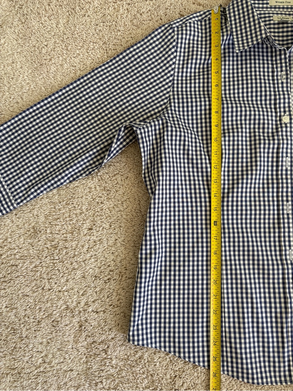 L.L. Bean Large Navy and White Gingham Shirt 100% Cotton - Picture 6 of 8